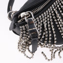 Miu Miu Matelasse Waist Bag Leather Black Silver Auth ka5842M-21