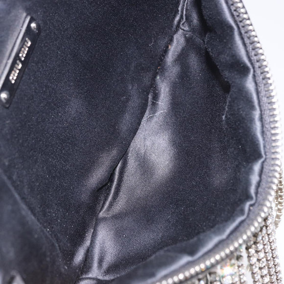 Miu Miu Matelasse Waist Bag Leather Black Silver Auth ka5842M