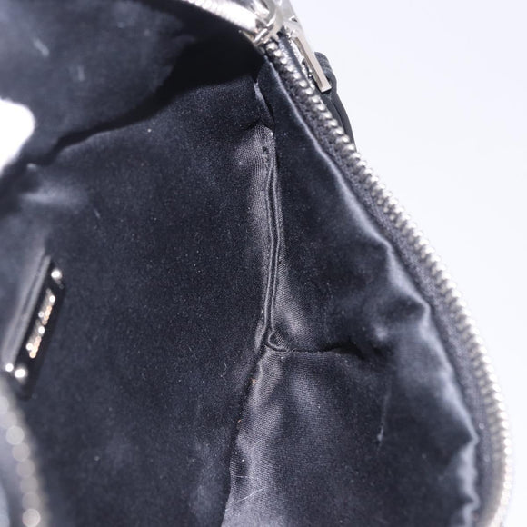 Miu Miu Matelasse Waist Bag Leather Black Silver Auth ka5842M