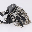 Miu Miu Matelasse Waist Bag Leather Black Silver Auth ka5842M-4