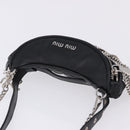 Miu Miu Matelasse Waist Bag Leather Black Silver Auth ka5842M-6