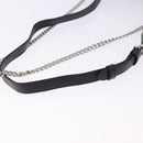 Miu Miu Matelasse Waist Bag Leather Black Silver Auth ka5842M-7