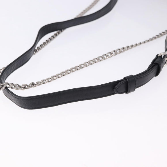 Miu Miu Matelasse Waist Bag Leather Black Silver Auth ka5842M