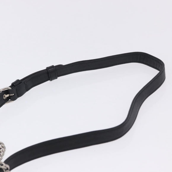 Miu Miu Matelasse Waist Bag Leather Black Silver Auth ka5842M