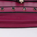 BVLGARI Chain Shoulder Bag Leather Pink Gold Auth ka5843A-8