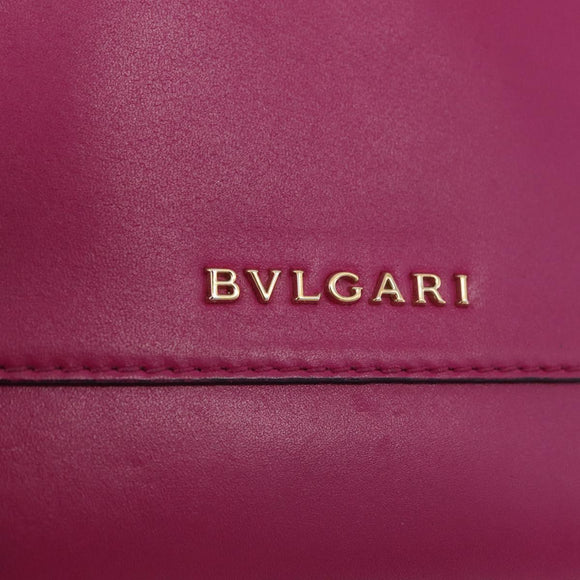 BVLGARI Chain Shoulder Bag Leather Pink Gold Auth ka5843A