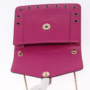 BVLGARI Chain Shoulder Bag Leather Pink Gold Auth ka5843A-22
