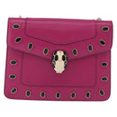 BVLGARI Chain Shoulder Bag Leather Pink Gold Auth ka5843A-13