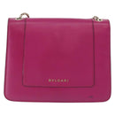 BVLGARI Chain Shoulder Bag Leather Pink Gold Auth ka5843A-2