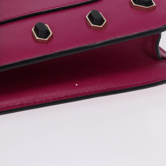 BVLGARI Chain Shoulder Bag Leather Pink Gold Auth ka5843A