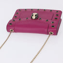 BVLGARI Chain Shoulder Bag Leather Pink Gold Auth ka5843A-14