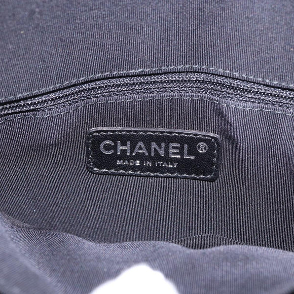 CHANEL 2.55 Chain Shoulder Bag Nylon Black Silver CC Auth ka5847A