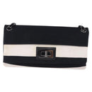 CHANEL 2.55 Chain Shoulder Bag Nylon Black Silver CC Auth ka5847A-2