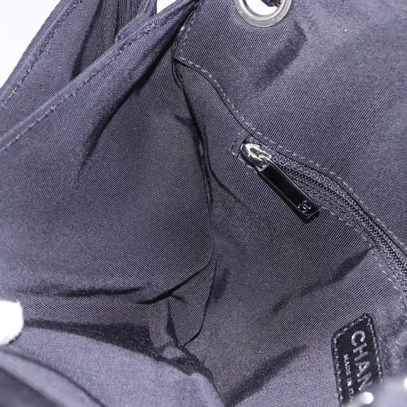CHANEL 2.55 Chain Shoulder Bag Nylon Black Silver CC Auth ka5847A
