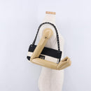 CHANEL 2.55 Chain Shoulder Bag Nylon Black Silver CC Auth ka5847A-27