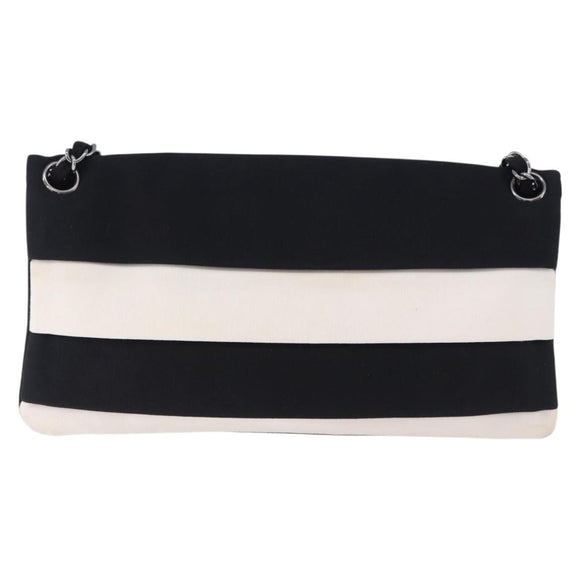 CHANEL 2.55 Chain Shoulder Bag Nylon Black Silver CC Auth ka5847A