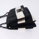 CHANEL 2.55 Chain Shoulder Bag Nylon Black Silver CC Auth ka5847A-6