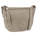 GUCCI Soho Shoulder Bag Leather Beige Gold 308361 Auth ka5848V-1