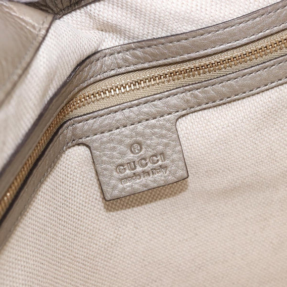 GUCCI Soho Shoulder Bag Leather Beige Gold 308361 Auth ka5848V