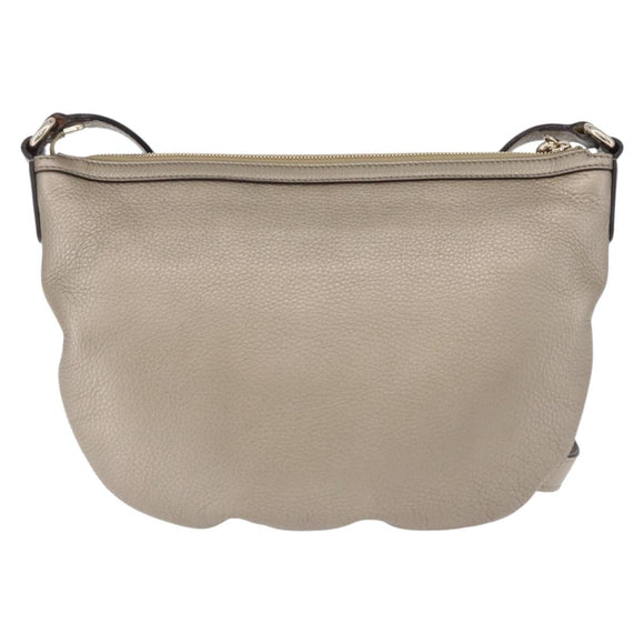 GUCCI Soho Shoulder Bag Leather Beige Gold 308361 Auth ka5848V