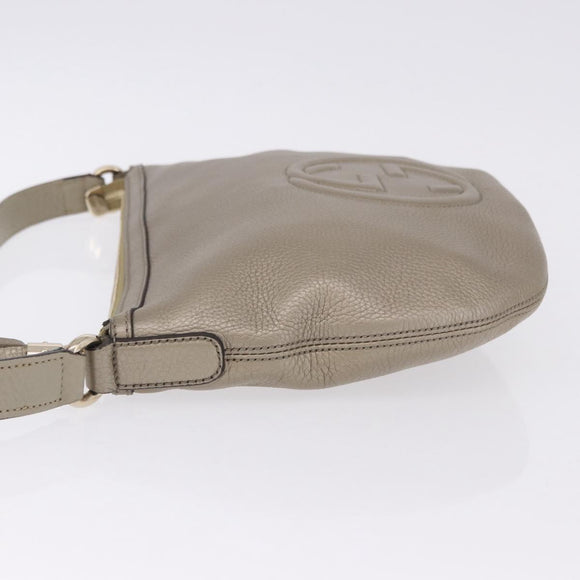 GUCCI Soho Shoulder Bag Leather Beige Gold 308361 Auth ka5848V