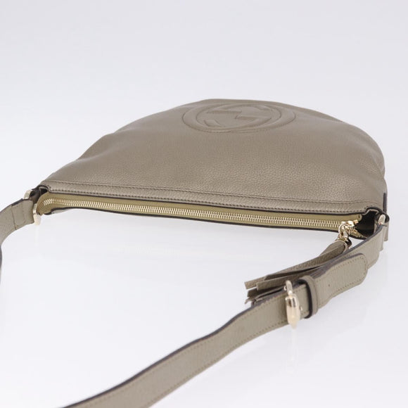GUCCI Soho Shoulder Bag Leather Beige Gold 308361 Auth ka5848V