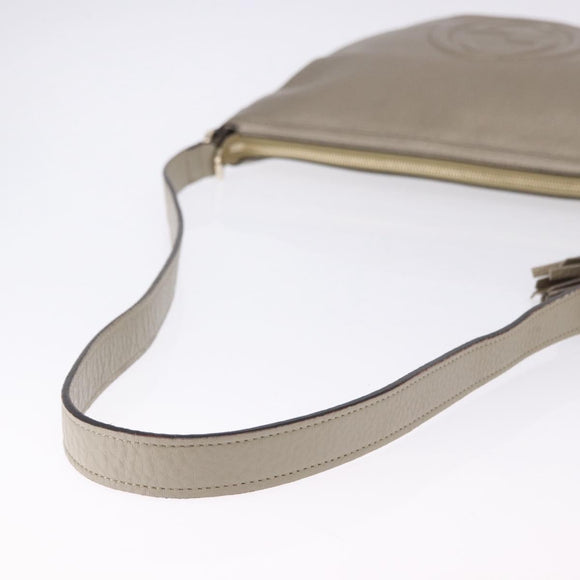 GUCCI Soho Shoulder Bag Leather Beige Gold 308361 Auth ka5848V