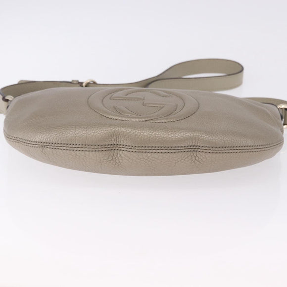 GUCCI Soho Shoulder Bag Leather Beige Gold 308361 Auth ka5848V