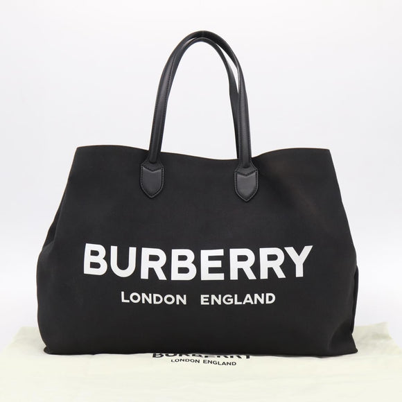BURBERRY Tote Bag Canvas Black Silver Auth ka5856V