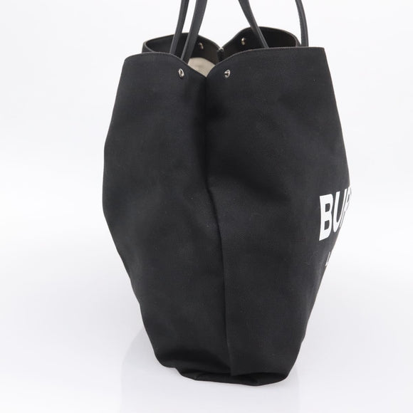 BURBERRY Tote Bag Canvas Black Silver Auth ka5856V