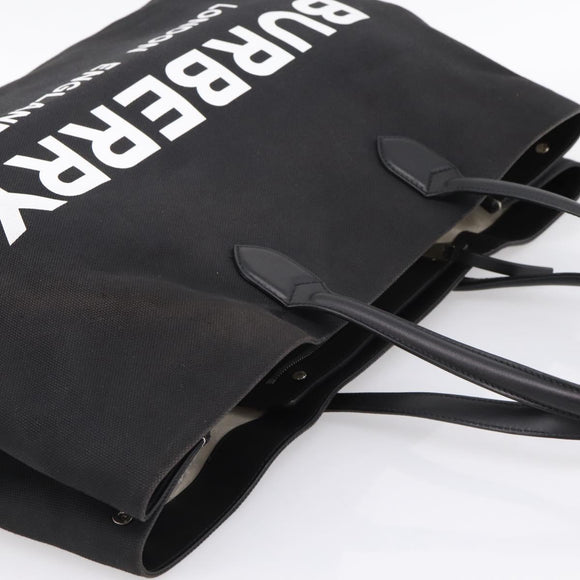 BURBERRY Tote Bag Canvas Black Silver Auth ka5856V