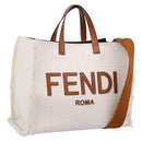 FENDI Zucca Canvas Hand Bag 2way White Silver Auth ka5858M-1