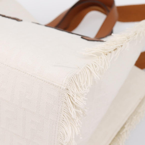 FENDI Zucca Canvas Hand Bag 2way White Silver Auth ka5858M