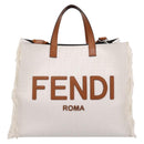 FENDI Zucca Canvas Hand Bag 2way White Silver Auth ka5858M-13