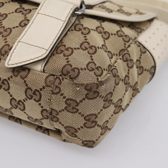 GUCCI GG Canvas Shoulder Bag Beige Silver 145858 Auth ka5859