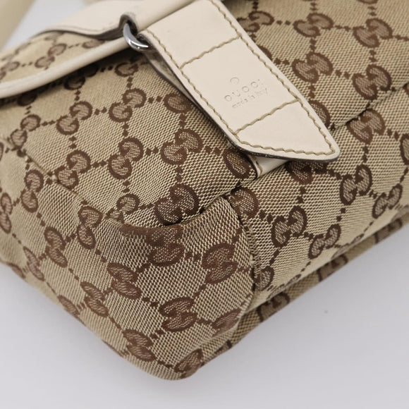 GUCCI GG Canvas Shoulder Bag Beige Silver 145858 Auth ka5859