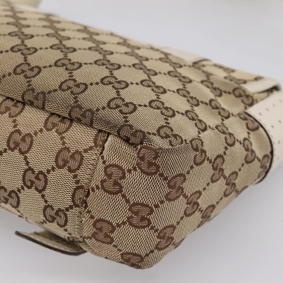 GUCCI GG Canvas Shoulder Bag Beige Silver 145858 Auth ka5859