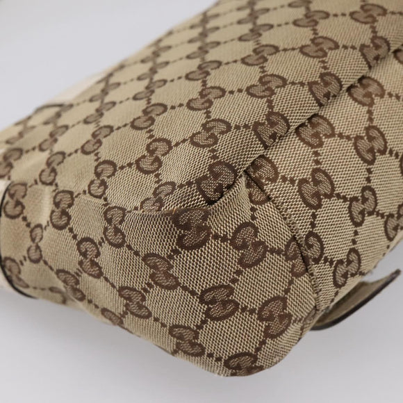 GUCCI GG Canvas Shoulder Bag Beige Silver 145858 Auth ka5859