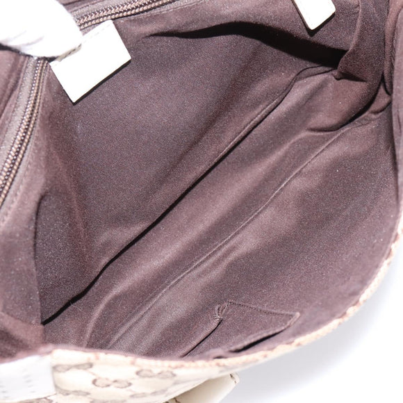 GUCCI GG Canvas Shoulder Bag Beige Silver 145858 Auth ka5859