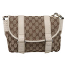 GUCCI GG Canvas Shoulder Bag Beige Silver 145858 Auth ka5859-2
