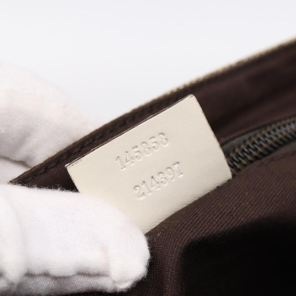 GUCCI GG Canvas Shoulder Bag Beige Silver 145858 Auth ka5859