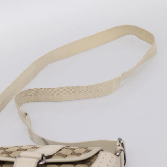 GUCCI GG Canvas Shoulder Bag Beige Silver 145858 Auth ka5859
