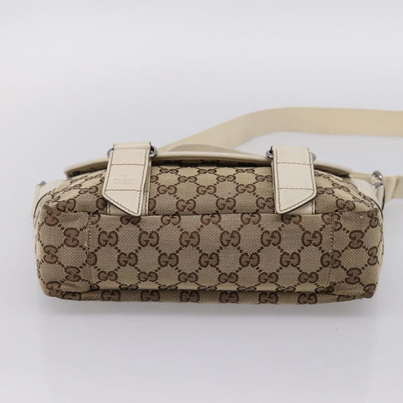 GUCCI GG Canvas Shoulder Bag Beige Silver 145858 Auth ka5859
