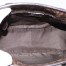 Christian Dior Trotter Canvas Hand Bag PVC Brown Silver Auth ka5864V-10