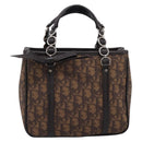 Christian Dior Trotter Canvas Hand Bag PVC Brown Silver Auth ka5864V-13