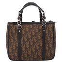 Christian Dior Trotter Canvas Hand Bag PVC Brown Silver Auth ka5864V-2
