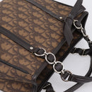 Christian Dior Trotter Canvas Hand Bag PVC Brown Silver Auth ka5864V-6