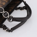 Christian Dior Trotter Canvas Hand Bag PVC Brown Silver Auth ka5864V-7
