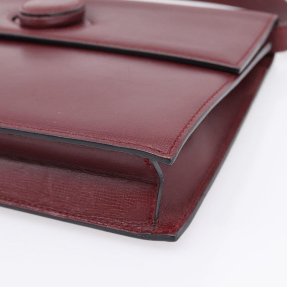 CARTIER Must Line Shoulder Bag Leather Bordeaux Gold Auth ka5868