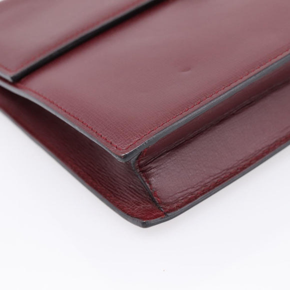 CARTIER Must Line Shoulder Bag Leather Bordeaux Gold Auth ka5868